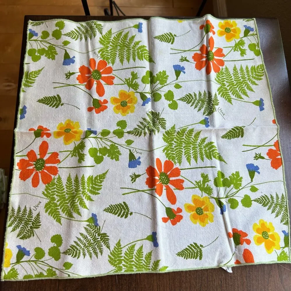 4 new Vera Neumann cotton napkin floral and fern botanical print
